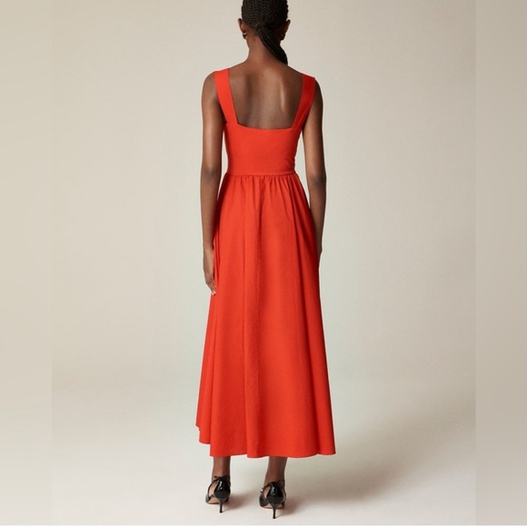 J. Crew Red Pleated Midi Dress Sweetheart Neckline - Picture 4 of 4
